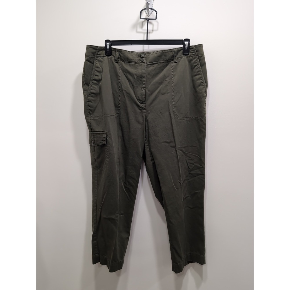 Talbots Women Size 16 Khaki Green Supersoft Cargo Crop Chino Pants